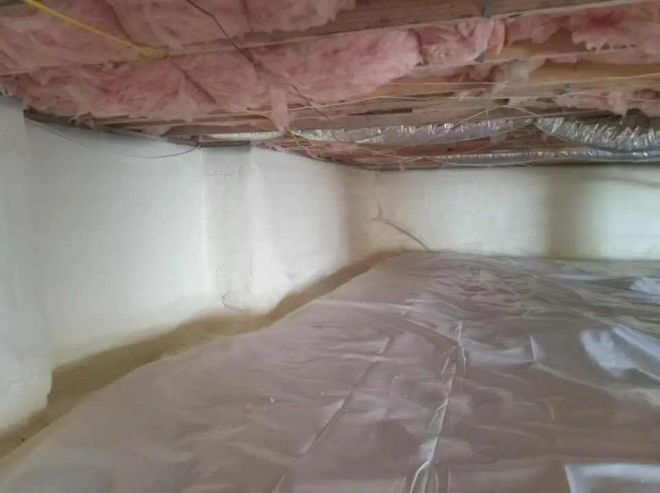 Crawl space encapsulation with closed-cell spray foam for Metal Roof Coating in Portage